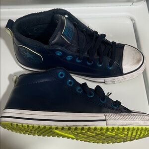 Converse Kids High-Top Sneakers - Navy and Lime